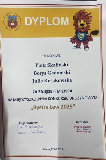 Rozstrzygnięcie konkursu - Bystry Lew
