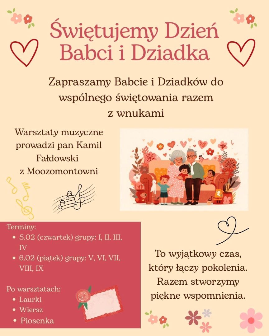 Zapraszamy Babcie i Dziadków do naszego przedszkola 